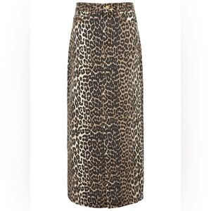 Leopard Print stretch denim high waisted Midi Skirt S